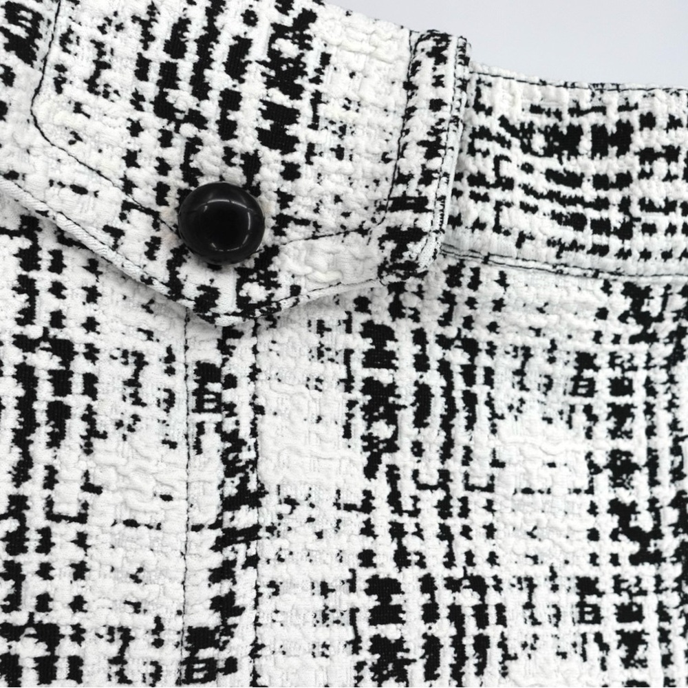 NWT Anna Sui Monochrome Pleated Tweed Mini Skirt Black White 8 - Picture 5 of 12